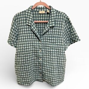 Classic L.L. Bean Women’s Moss Green Checkered Casual Shirt - Size L